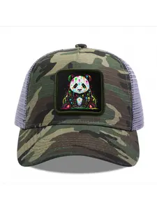 Colorful Panda 1 Camouflage Mesh Baseball Cap for Men & Women - Adjustable Snapback Trucker Hat, Breathable Back for Hiking, Fishing, Camping, Golf & Casual Outdoor Attire Camouflage Random