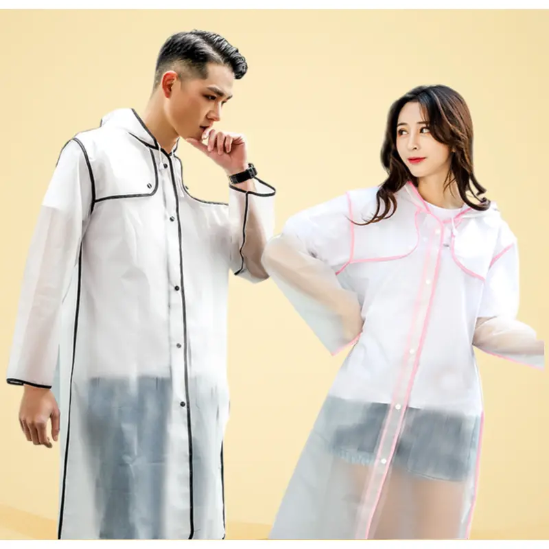 Stylish Frosted EVA Full-Body Transparent Anti-Splash Rain Poncho for Adult Hiking Drifting Outdoor Use