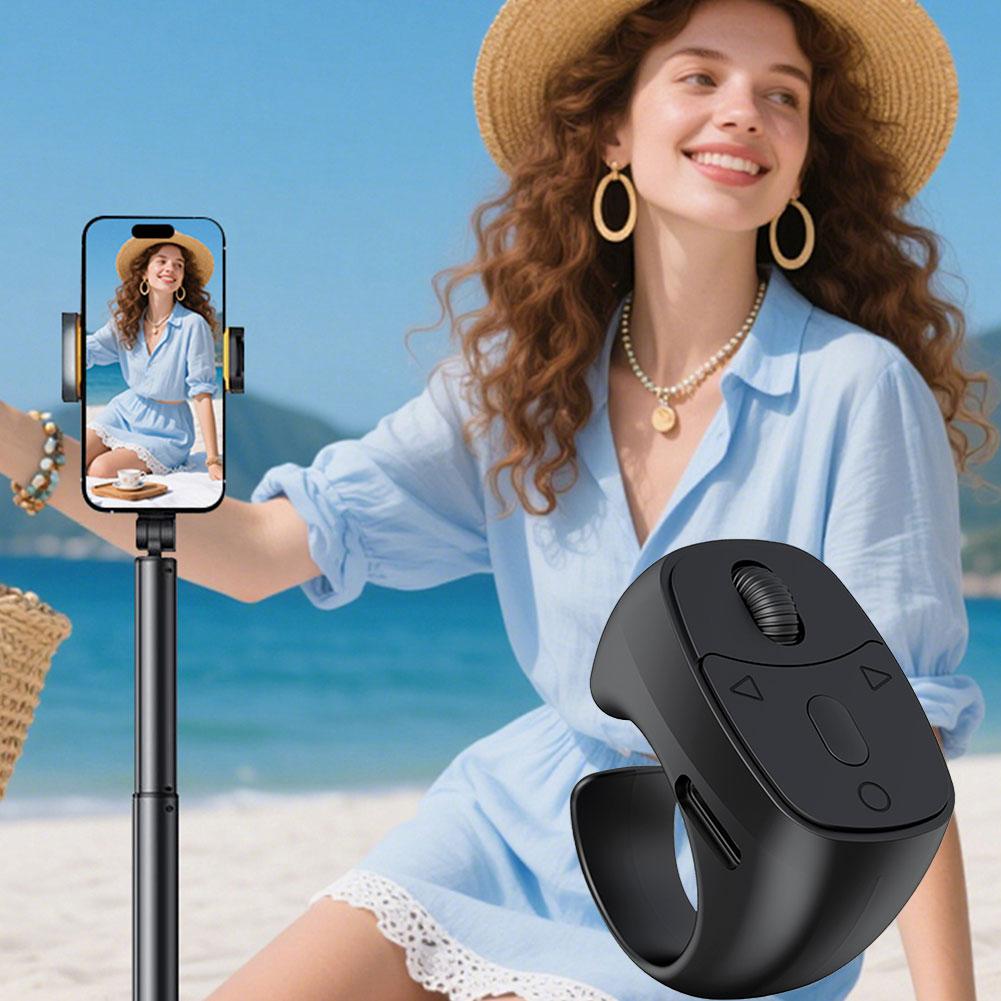 Wireless Bluetooth Remote Control Video Scrolling Ring Page Turner Rechargeable Scrolling Rings Ver. 5.3 BLE Class II 10m Range Type-C Charge 12hr Battery Life