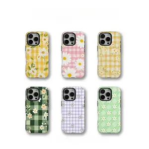 Magsafe Lavender Gingham Flower Luxe Case - Cute Minimalist Statement, Floral Design Compatible with iPhone 17 16 15 14 13 12 11 X Plus/Air/Pro Max/Pro & Samsung Galaxy Series, Tough Phone Cellphone Durable teddy bunny purse magnetic mount Monkey Cartoon