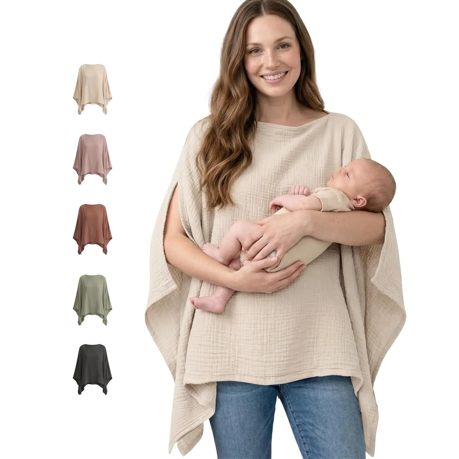 Breastfeeding Cover Up Fashionable Pregnancy Shawl, Privacy Breathable Multi-Use Car Seat Cover, Baby Bundle Wrap Nursing Towel
