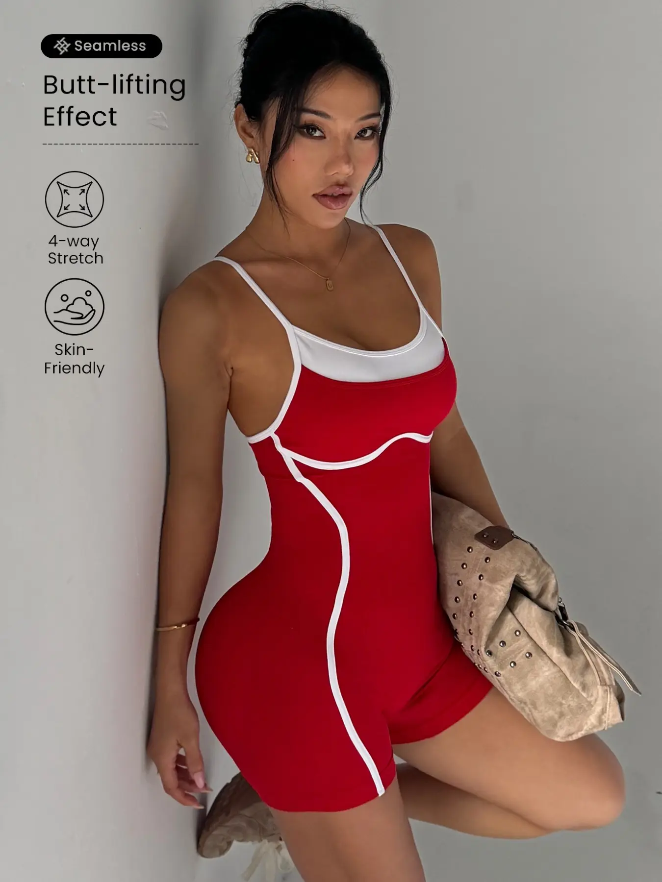 Fashion Colorblock Women's Jumpsuit, Adjustable Straps, Butt Lifting, Compression Wear, Yoga, Running, Workout, Breathable, Sporty Style