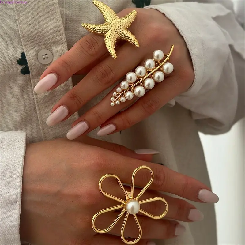 Women's Western-Style Metal Ring, Ocean-Inspired Jewelry for Summer Vacation, Fashion Accessory for Female Wear