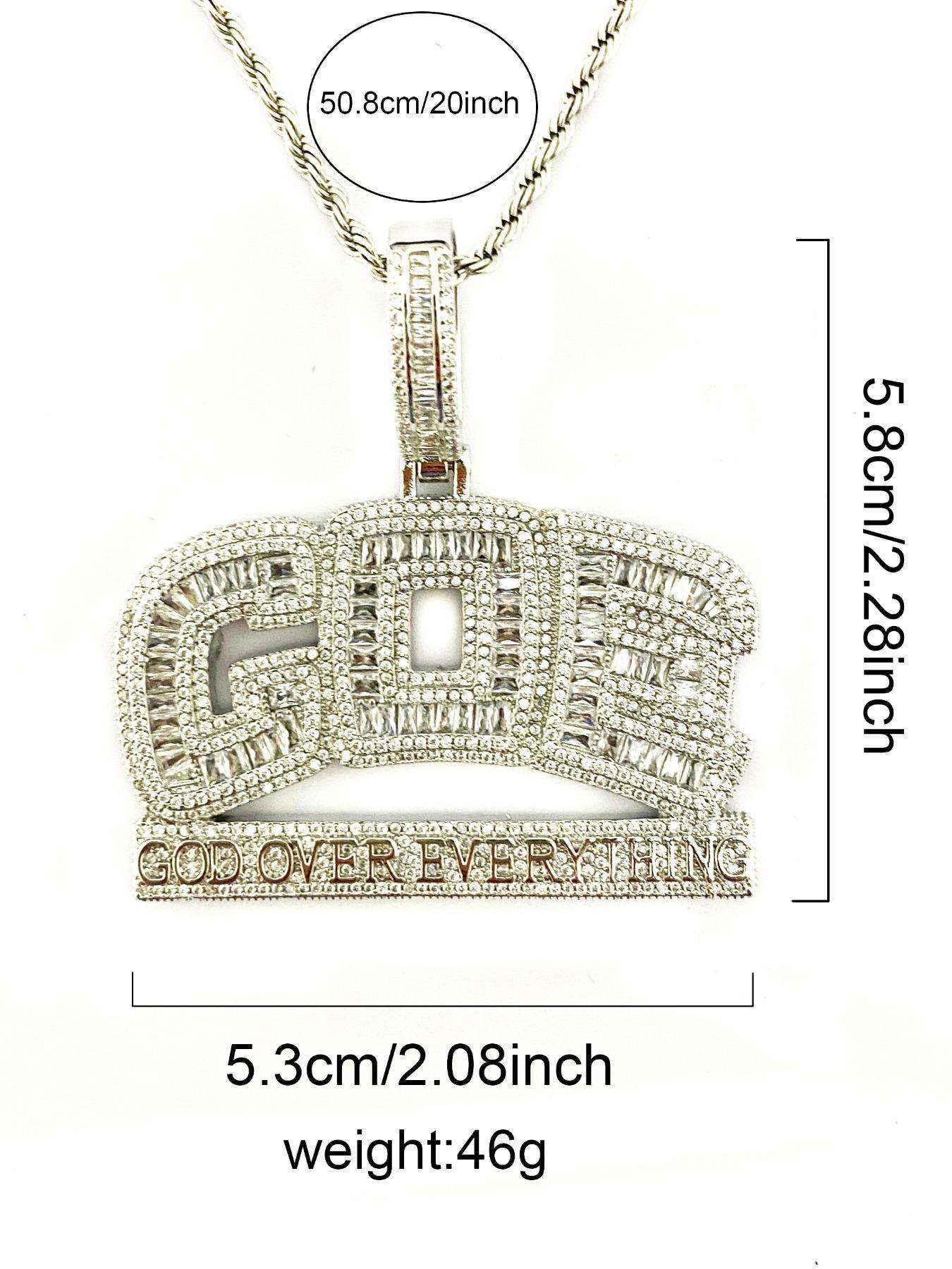 Rhinestone Decor Letter Design Pendant with Chain, Jewelry for Men, Street Trendy Charm, Hip Hop Jewelry for Party, Daily Decor, Trendy All-match & Exquisite Jewelry for Birthday Gift