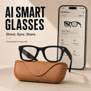 2026 Upgraded Multi-Function Smart Sunglasses, HD POV Video Recorder, Real-Time AI Translation, Bluetooth Music Call with Leather Charging Case