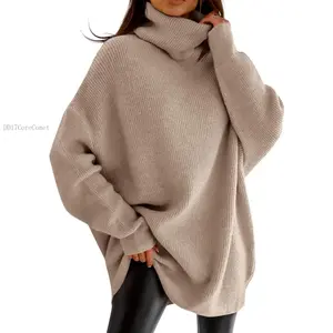 Womens Turtleneck Oversized Sweater Batwing Chunky Pullover Sweater Casual Fall Loose Knit Jumper TopDD17CoreComet