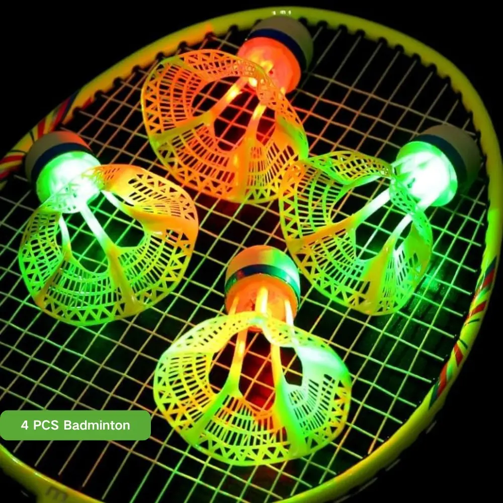 4 Pcs Windproof Glow-In-The-Dark Nylon Badminton, High Elasticity Durable, Indoor/outdoor Night Use, Wear-Resistant