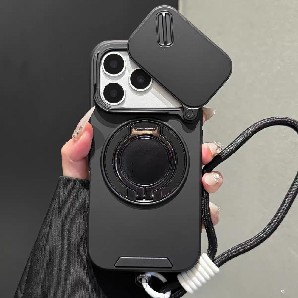 Rotating Lens Protection Case: Phone Case - Combines Lens Protection, Stand, and Magnetic Charging with a Lanyard. Suitable for iPhone Air 16/15/14 Plus/13/17 Pro Max. 360 °   Stand, Heavy-duty Drop-proof Protective Case