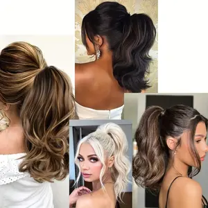 Waterfall Ponytail Hair Extension With Shark Claw Clip, High Cranial Top Fake Ponytail Hair Piece, Easy Install Clip In Ponytail For Women Daily Hairstyle Updo