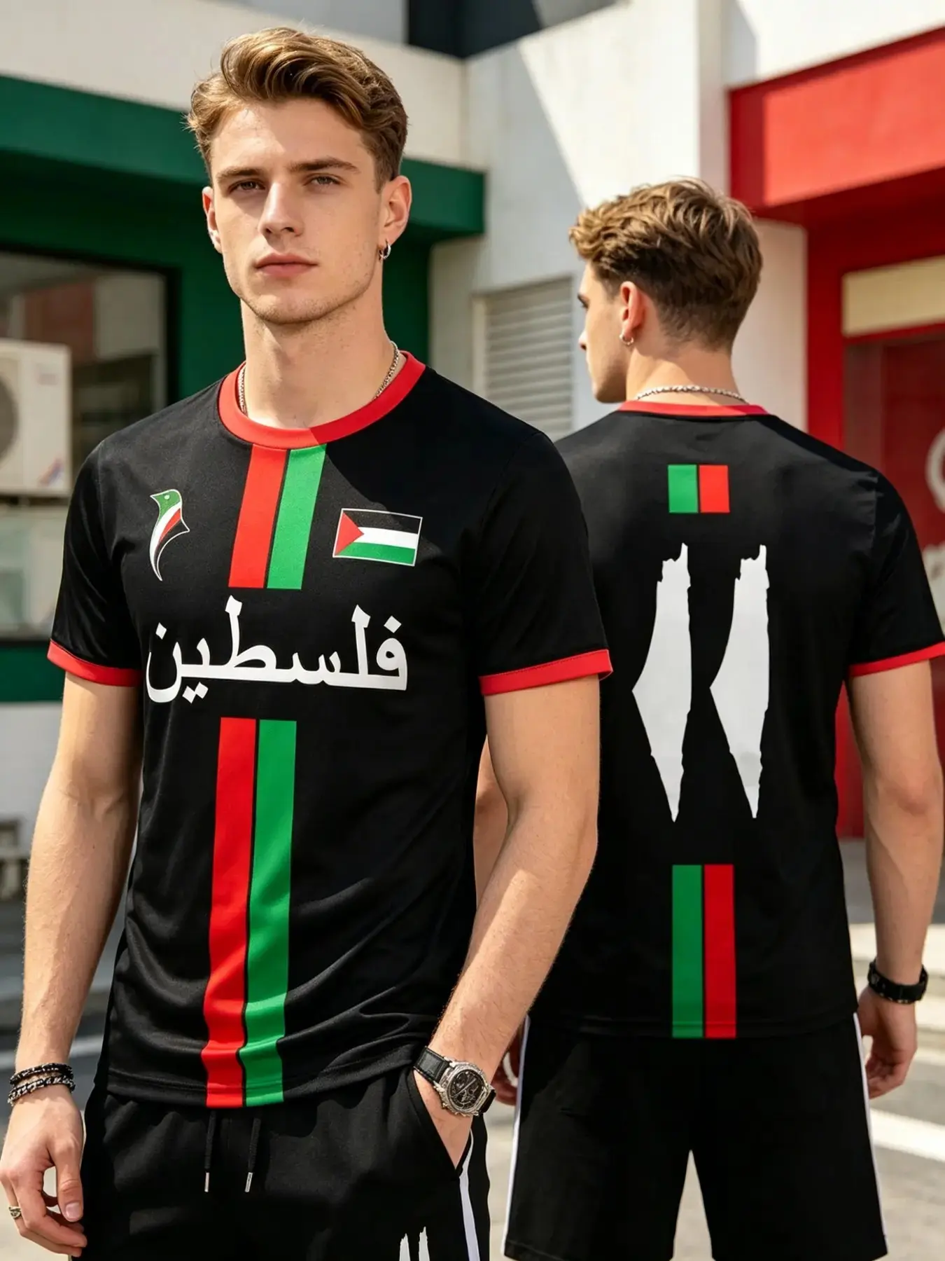 2026 New Palestine Football Tee, Summer Unisex Football Jersey, Casual Loose-Fit Long Sleeve Top, All-Over Print, Wholesale Gift Option