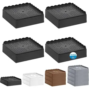 Heavy Duty Adjustable Stackable Bed Risers, 1/2/3/4 Inch Available, Furniture Riser Blocks for Table Desk Couch Sofa Chair Recliner Leg Dorm, Black 4 Pack 1 Inch