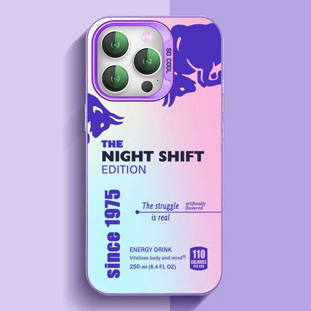 Rainbow Silver-Finish Phone Case with Red Bull Energy Drink Design — Compatible with iPhone 16 / 15 / 14 / 13 — Shockproof Silicone Gradient Back Cover