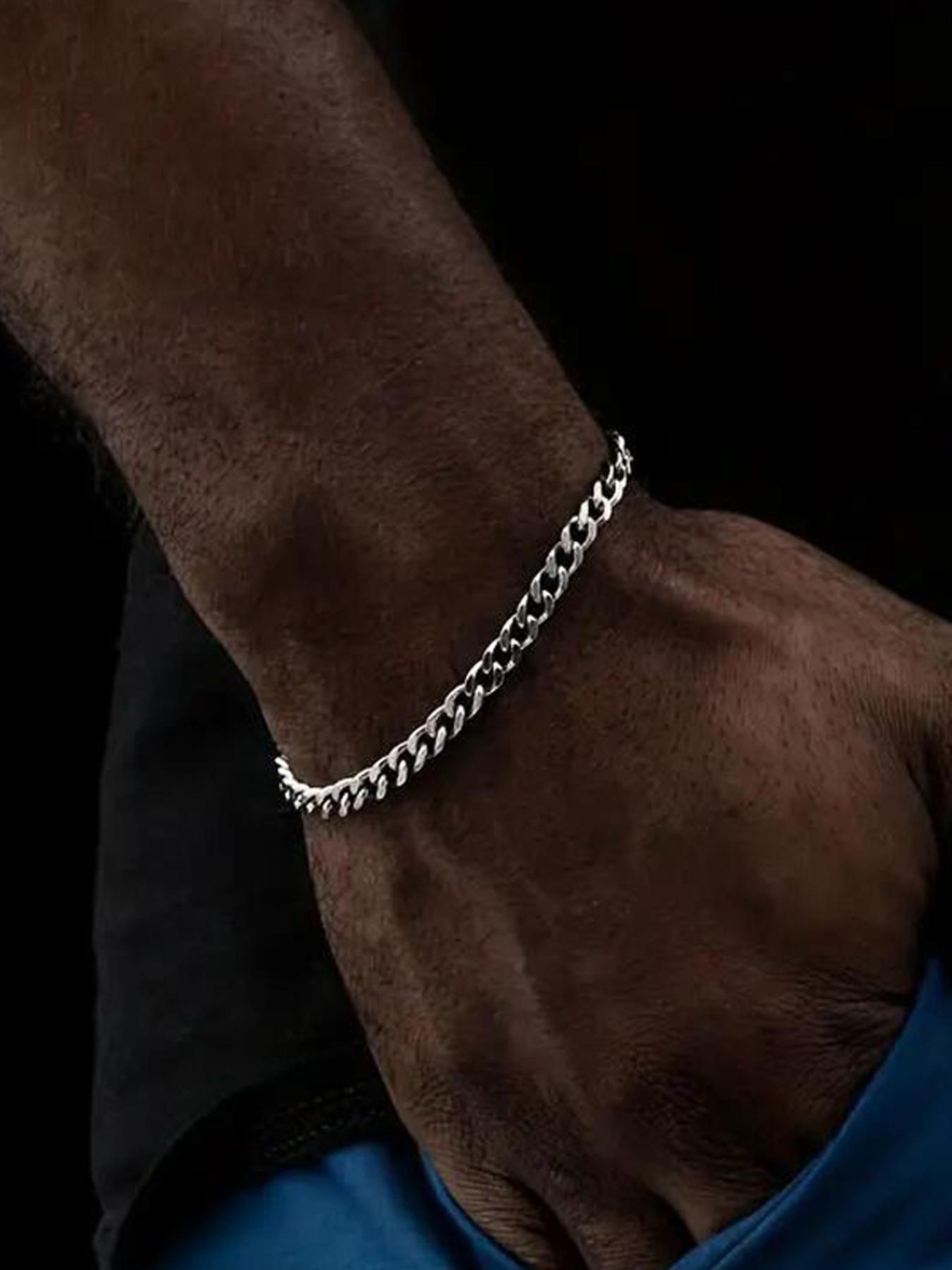 Punk Style Stainless Steel Chain Necklace & Bracelet, Casual Trendy Hip Hop Jewelry Set, Fashionable Jewelry Set Without Box, Men Jewelry