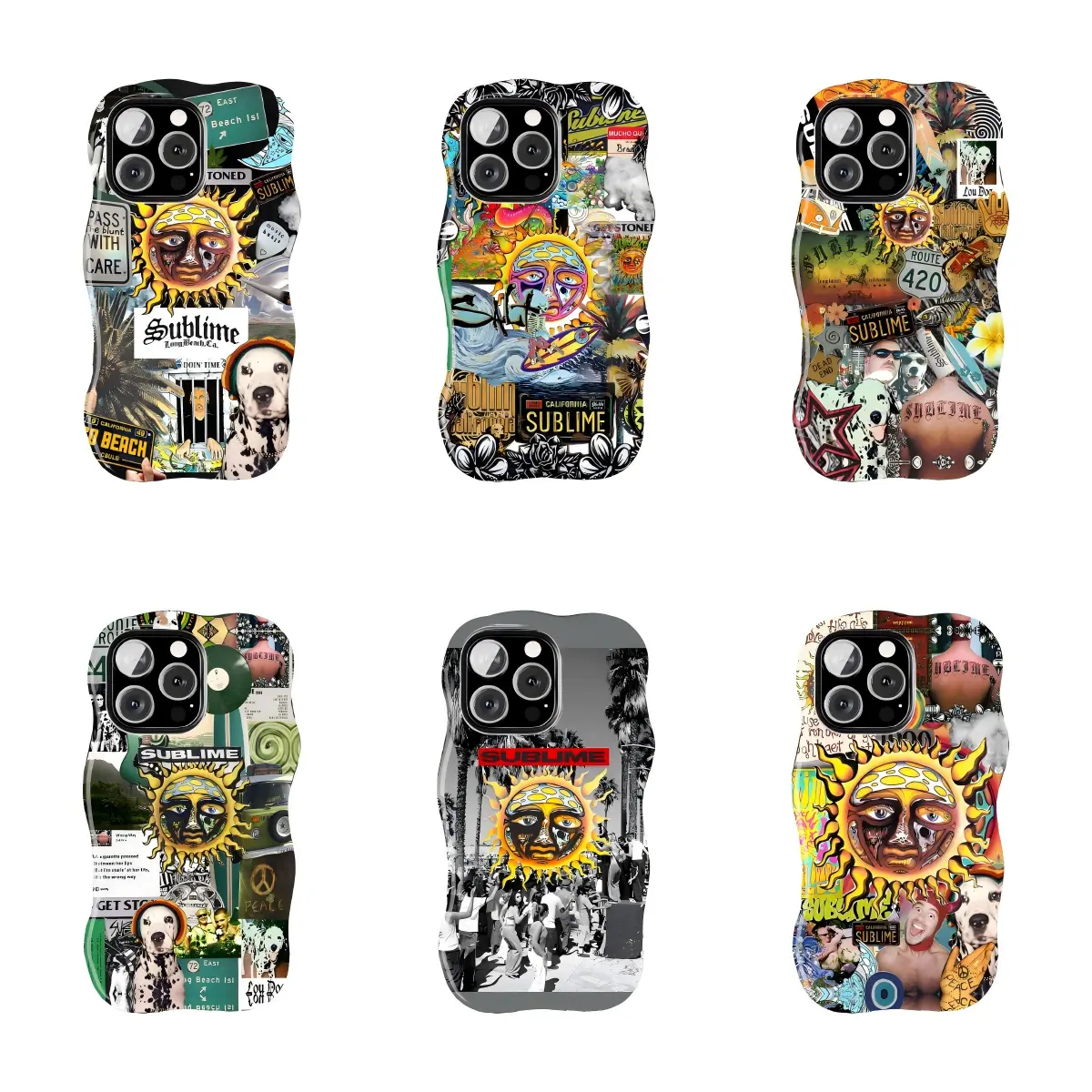 Sublime Band Collage Wavy Phone Case  Suitable for iPhone 17-11 Pro Max/Plus and  Samsung Galaxy S23-25