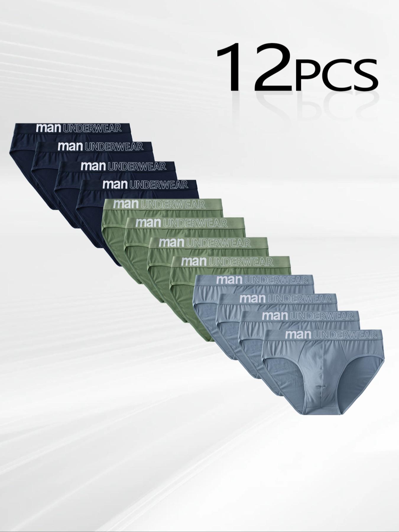 Men's Letter-Tape Solid-Color Briefs for Daily Wear, Casual Men's Underwear for All Seasons, Soft Comfy Undergarments, Soft Breathable Briefs