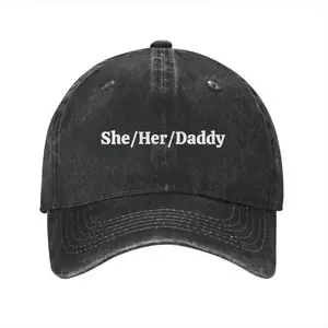She Her Daddy Funny Lesbian Pride Pronouns Humor GayBaseball Cap Merch For Men Women Trucker Hat Vintage Dad Hat Adjustable Fit