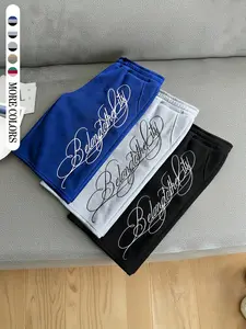 3-Pack Unisex Sport Shorts, Klein Blue, Light, Letter Design, Casual Loose Fit, All-Season Outdoor Wear, Trendy & Comfortable