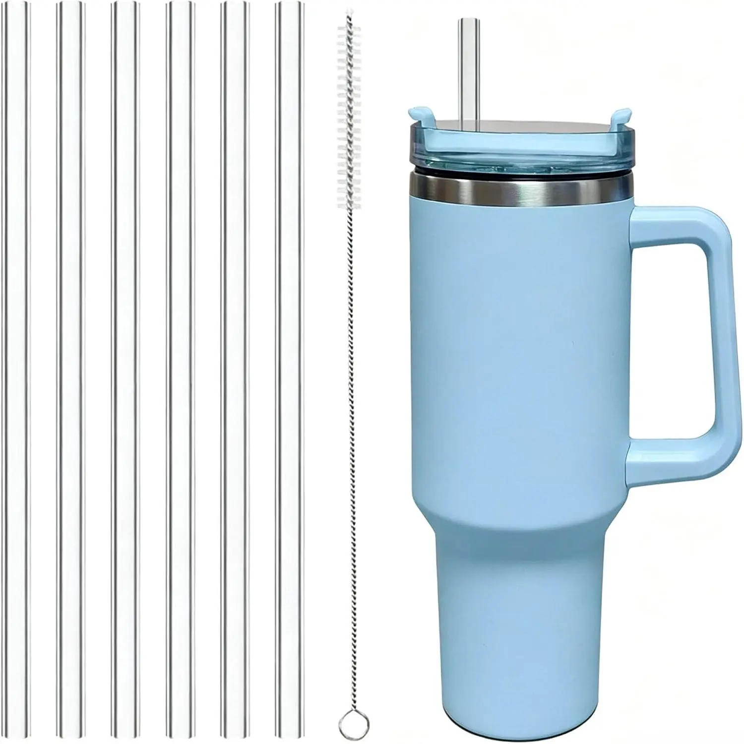 6 count  Straw for  Adventure Quencher 40 oz 30 oz Cup Tumbler,  Straws with Cleaning Brush for  Accessories