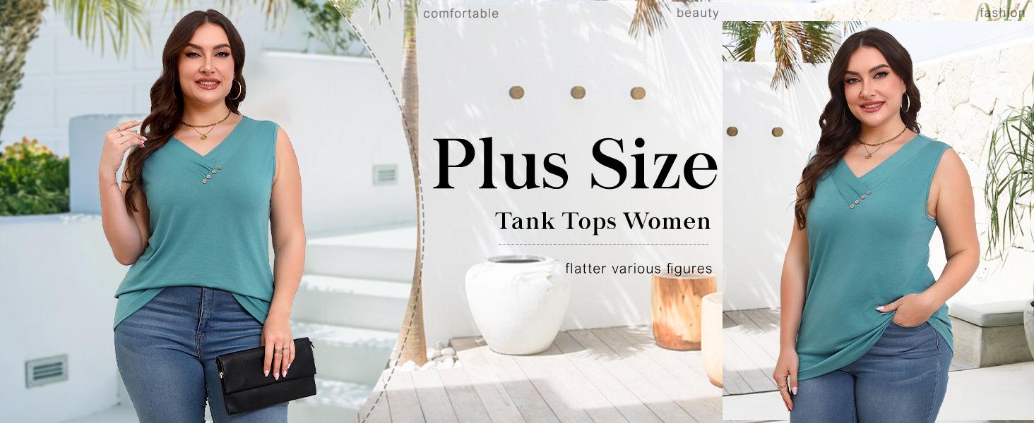 WIHOLL Women Summer Button Down V Neck T Shirts Sleeveless Loose Fit Fashion Tops