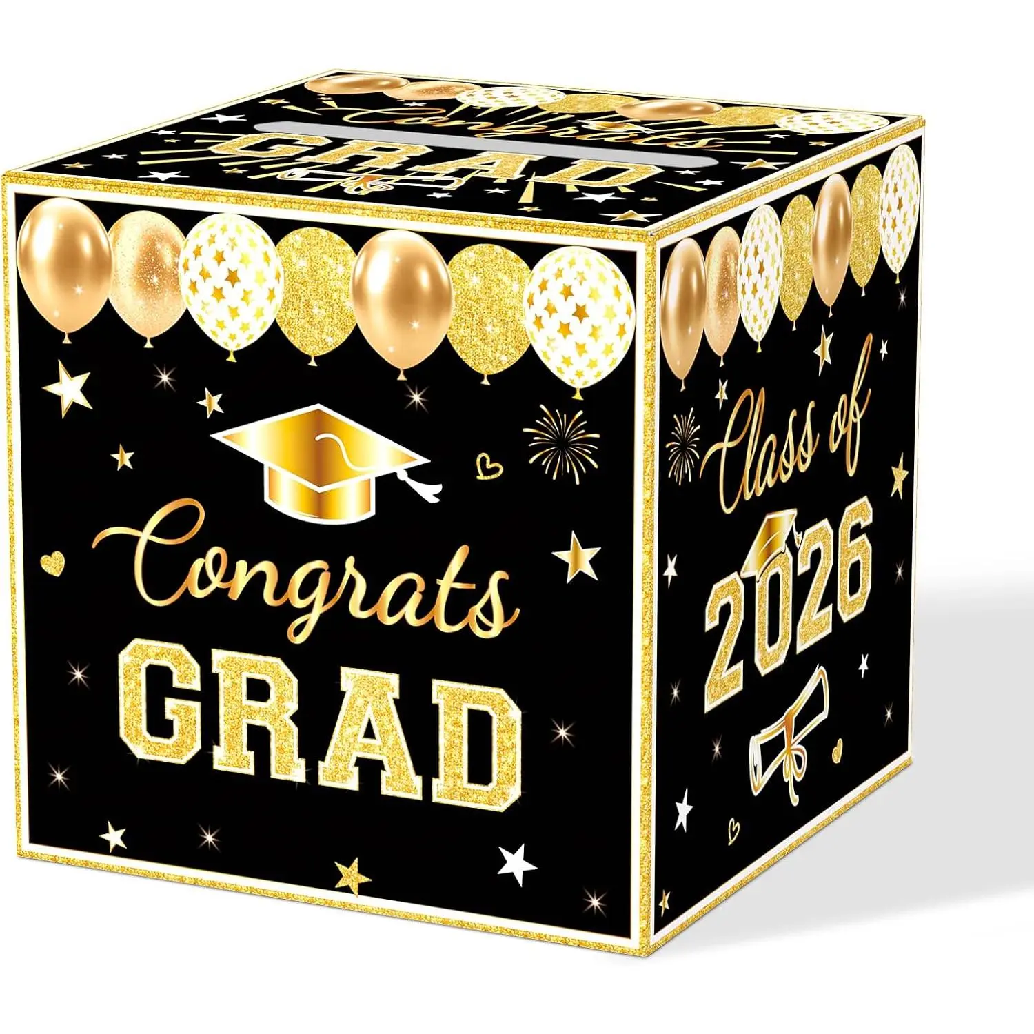 Black Graduation Congrats Card Box, Class of 2026 Black  Graduation Party Decorations  Card Boxes Holder, Graduation  Card Box for Grad Parties Supplies 8.7 x 8.7 x 8.7 Inch
