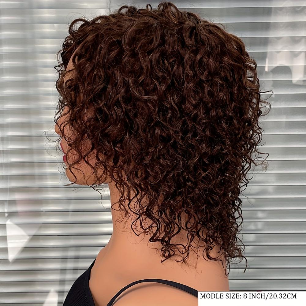 NEW TAG ! Queen\'s Choice Short Hair Spiral Curly Wig Dark Brown 11 Inch Curly Dark Brown and Copper Mix Heat Resistant Side  main image 4