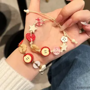 Cottagecore Forest Fresh Mini Apple Hand-Woven Bracelet, New Arrival Pure Hand Braided Dainty Wrist Jewelry, Cute Niche Stack Accessory For Teen Girls Daily Picnic Casual Styling & Sweet Gift