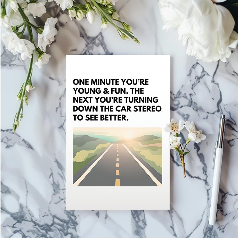 Funny Birthday Card with Envelope, Positive Message Card, 1/3/5 Counts Road Pattern Greeting Card, Birthday Gift for Friend & Family