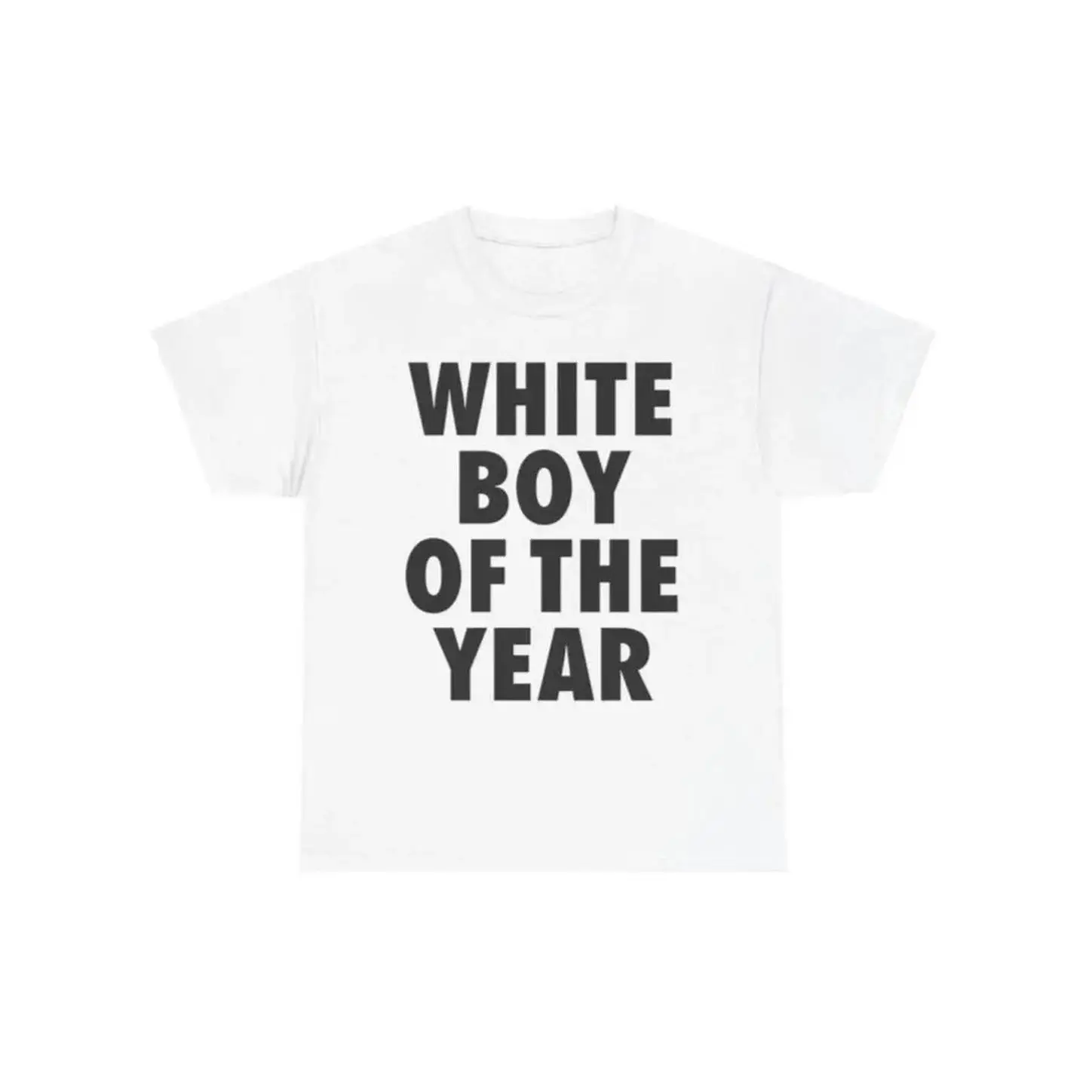 Men's "White Boy Of The Year" Oversized Streetwear T-Shirt - 100% Cotton Classic Short Sleeve, Casual Trendy Menswear Viral Meme Graphic Tee