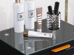 OmySalon Salon Stations for Hair Stylist, Barber Station with Glass Top & Drawers & Hot Tool Holder, Salon Storage Cabinet Hair Organizer Equipment for Beauty Spa Dresser