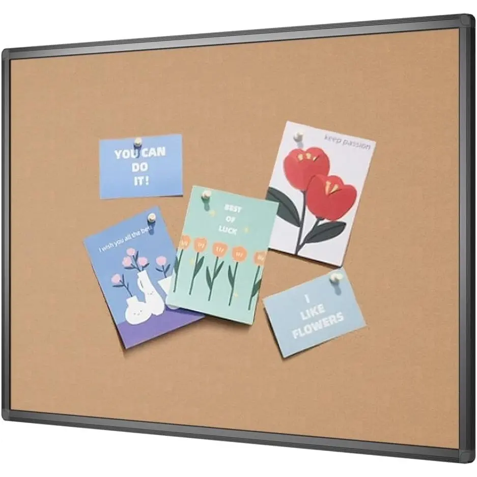 Cork Notice Board, 36 X 24 Inches, Cork Bulletin Board with Black Aluminium Frame