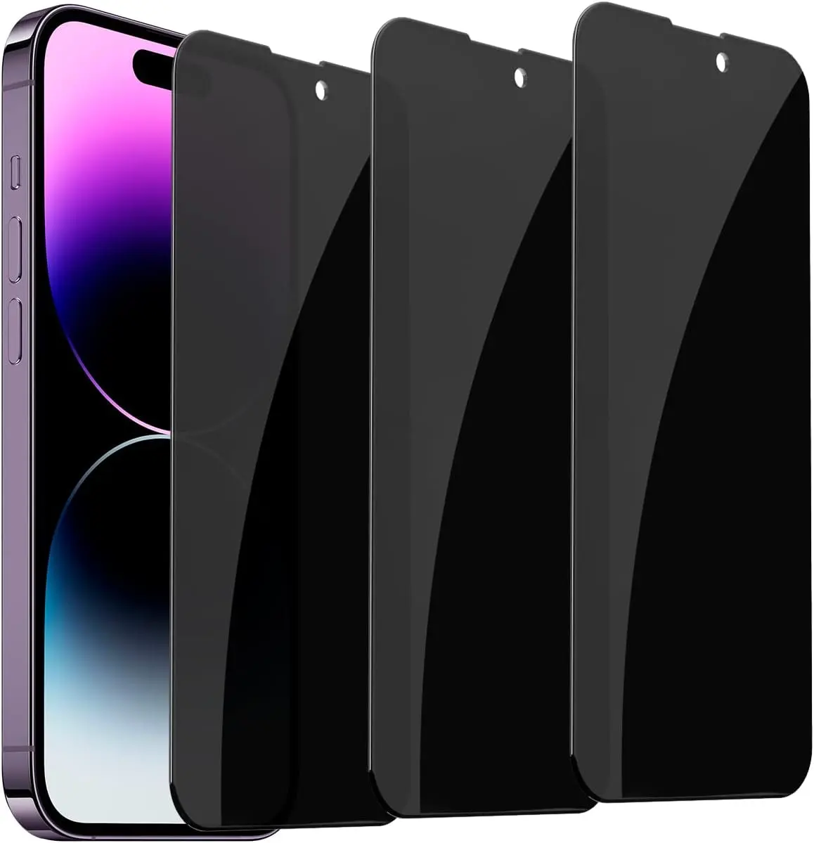 3 Pack Privacy Screen Protector for iPhone 14 Pro Max[6.7 inch], Sensor Protection, Dynamic Island Compatible, 9H Anti Spy Private Tempered Glass Film, Anti-Scratch, Case Friendly, Easy