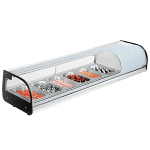 VEVOR Sushi Display Case Refrigerator, 2.2 Cu. ft Commercial Sushi Case, 6-Pan Countertop Showcase with Curved Glass, LED Lighting, and Digital Temperature Control, for Sushi-Bar, Restaurant, Store