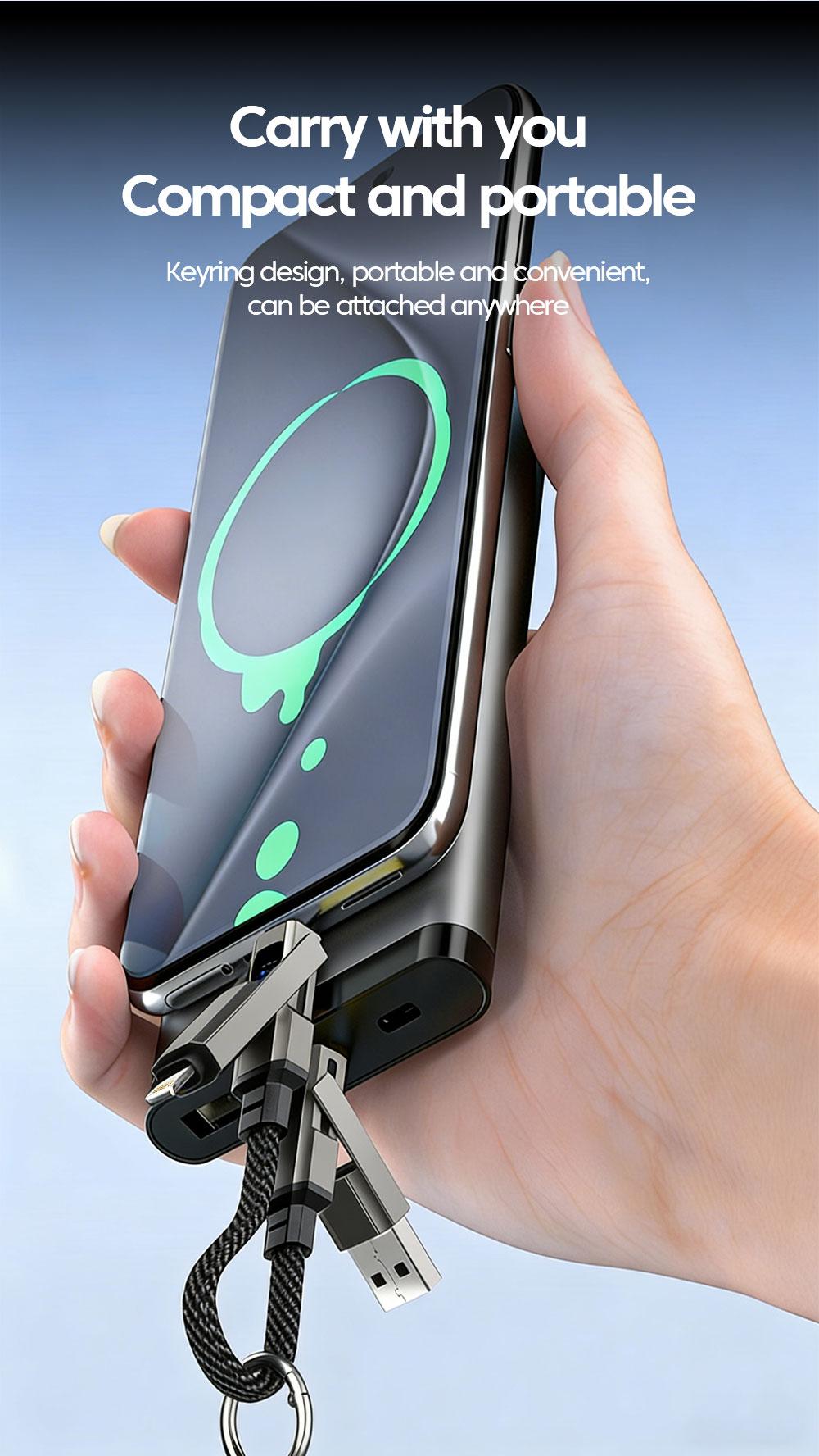 65W 4 in 1 Digital Display Super Fast Charging Keychain Data Cable Intelligent Digital Display Short Wire