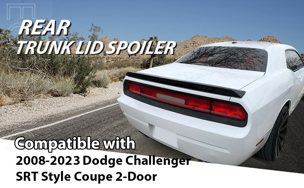 Rear Spoiler Wing Compatible with 2008-2023 Dodge Challenger SRT Style - Rear Trunk Lid Wing Spoiler Ducktail Lip Spoiler Paintable Matte Black Car Accessories