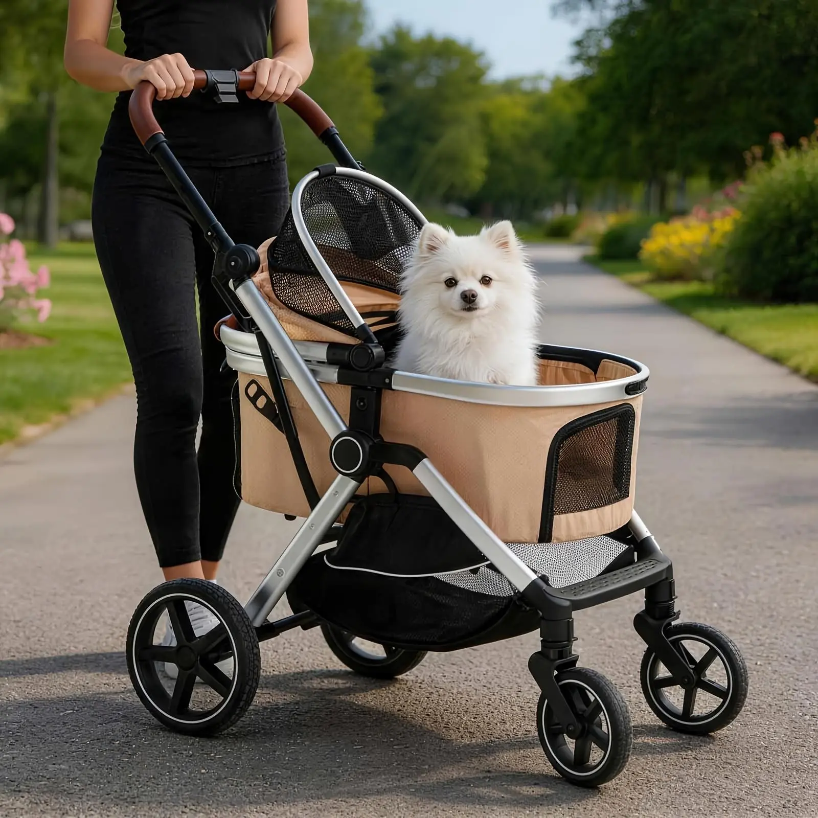 Lightweight Foldable Pet Stroller for Small Medium Dogs Cats