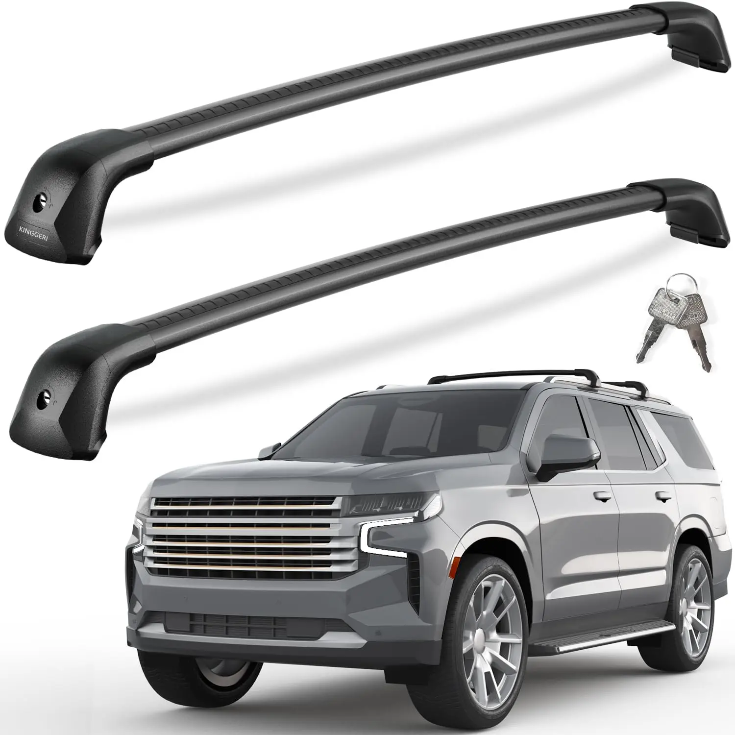 Lockable Aluminum Alloy Roof Rack Cross Bars - 330lb Load Bearing, Heavy Duty Car Exterior Accessory, Compatible with 2021-2026 Chevy Tahoe, Suburban, GMC Yukon XL, Cadillac Escalade ESV with Flush Side Rails
