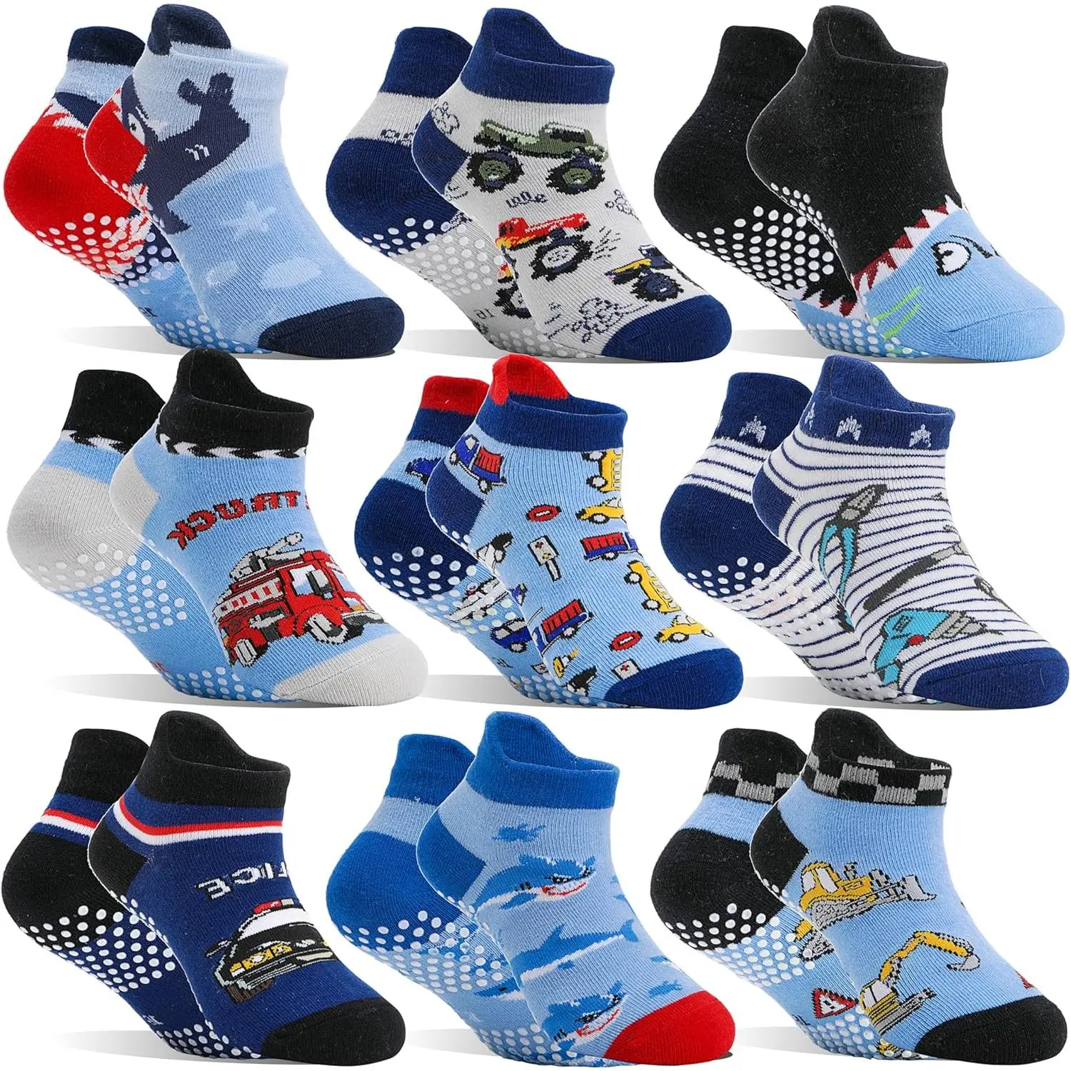 Baby Girls Boys Toddlers Grips Socks Kids Non Slip Anti Skid Ankle Cotton No Show Socks with Grippers