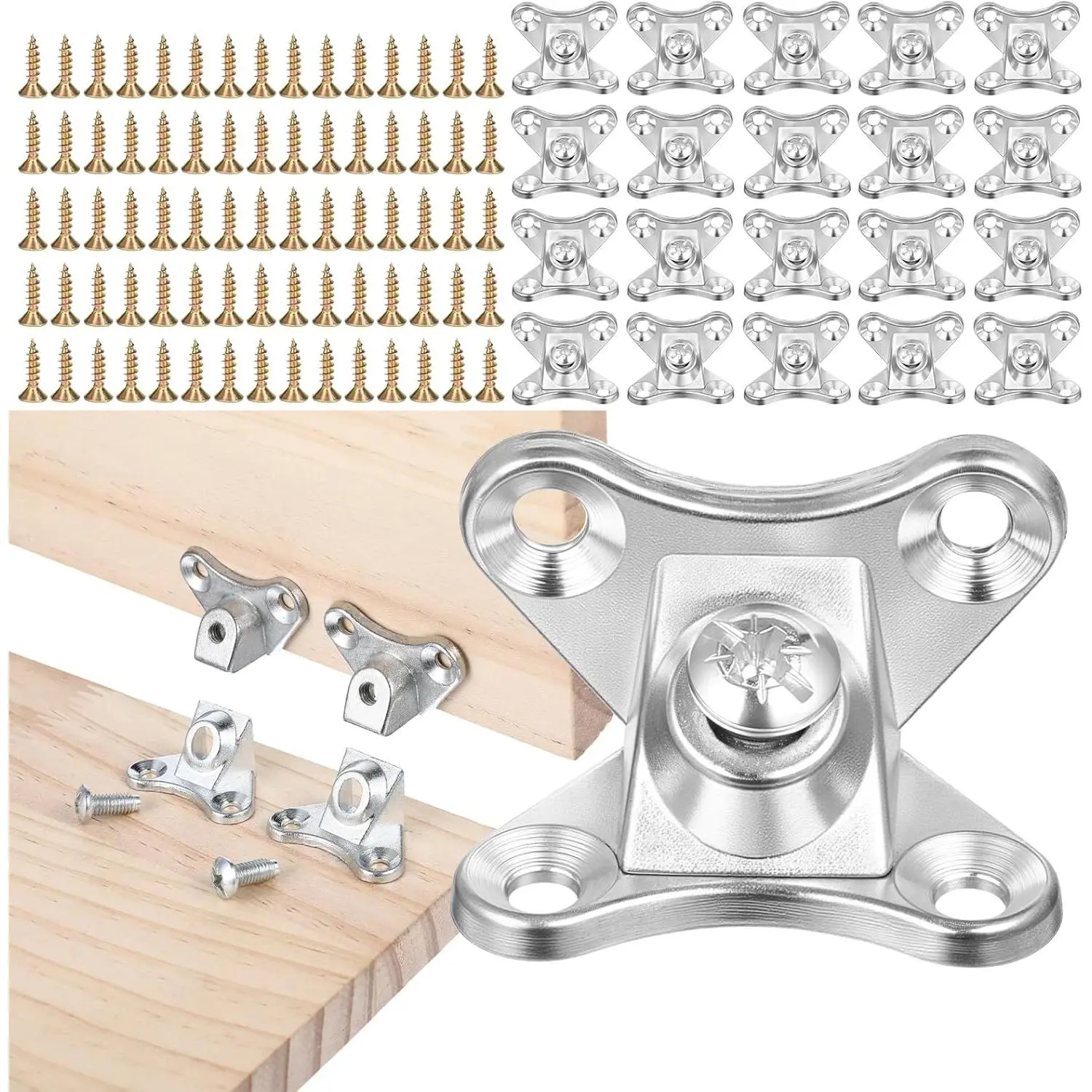 20 Pack L Bracket, Detachable Corner Brace, Heavy Duty Butterfly Metal Brackets with 80 count Screws, Right Angle Support for  Furniture Cabinet Shelves Table Chair Bed,