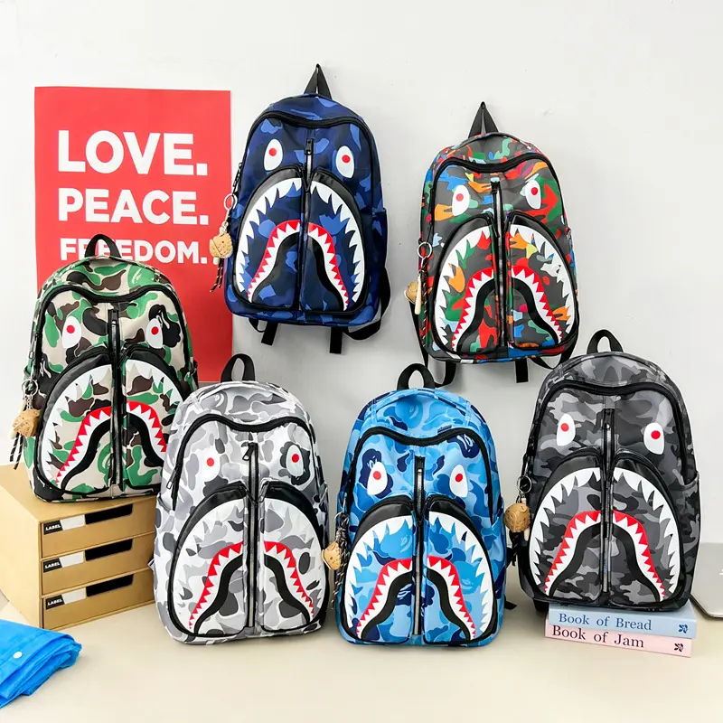 Trendy Street-Style Camouflage Shark-Mouth Backpack – High-Capacity School & Travel Laptop Bag Gag Toys & Practical Jokes