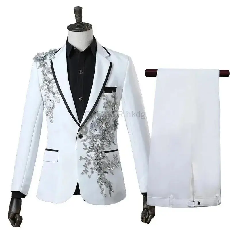 Elegant and practical men's suit slim fit two-piece tailcoat suit with bow tie casual pants for wedding party men's long sleeves