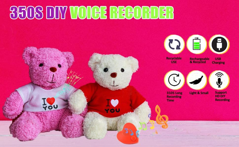 Voice Recorder,350s Voice Box for Recordable Presents Button Sound Box for Stuffed Animals, Mother's Day Valentine Christmas Plush Toy,Manual DIY Creative Sound Present for Boys Girls (Red)