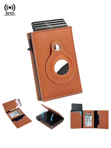 1PC Business Matching Rfid Blocking Wallet with Air Tag,Pop-up Credit Card Holder ID Cardholder Case Smart Wallets for Apple Air Tag Black Brown Wallet for Women&Men,Daily Use,Gifts,Casual,Portable