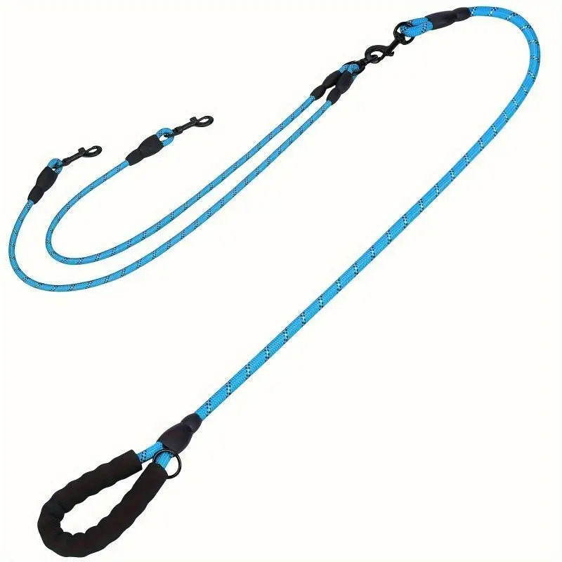 Dual Dog No Tangle Leash Set - 360° Tangle-Free Nylon Rope, 78in Extended Length, 4ft Leash, 30-inch Connector, Reflective for Night Safety, Shock-Absorbing for 2 Dogs Walking & Training