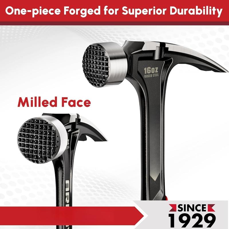 16 oz Straight Claw Hammer, Rip Claw Hammer with Side Puller, Milled & Shock Absorbing Grip, One- Forged Hammer 16 oz Straight Claw Hammer, Rip Claw Hammer with Side Puller, Milled & Shock Absorbing Grip, One- Forged Hammer