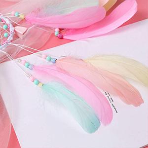 Dreamcatcher Handmade Dream Catchers for Bedroom, Girls Gifts, Pink Colorful Feather
