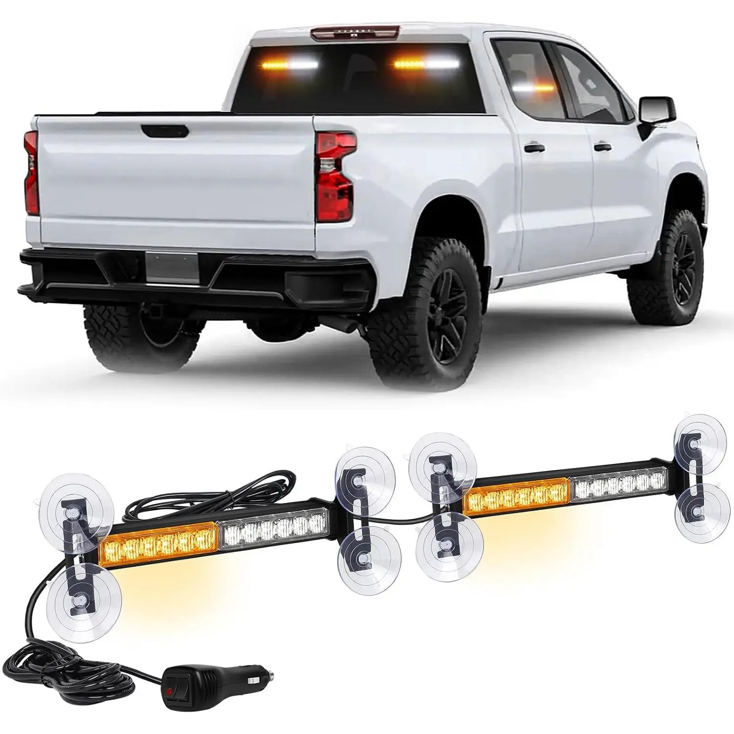 2-Pack 8.5-Inch LED Interior Dash Strobe Lights for Car Windshields