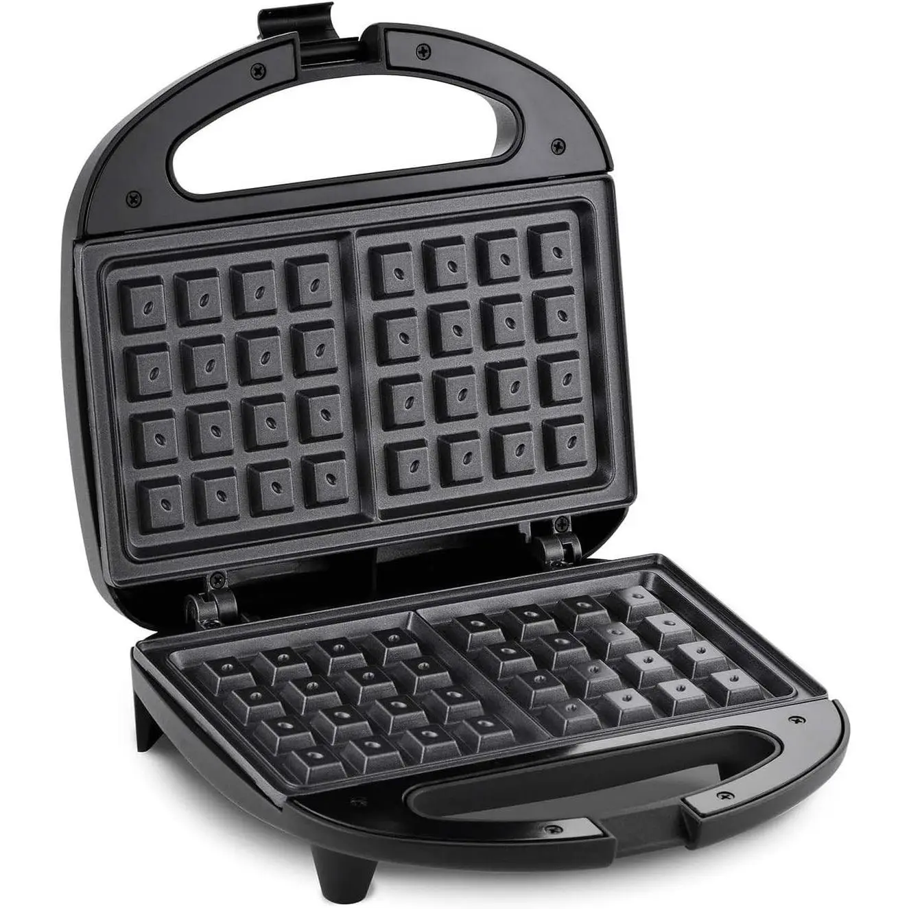 Electric Nonstick Belgian Waffle Iron Snack Maker Machine, Breakfast, Sandwiches, Compact & Portable, 2 Slice, Black