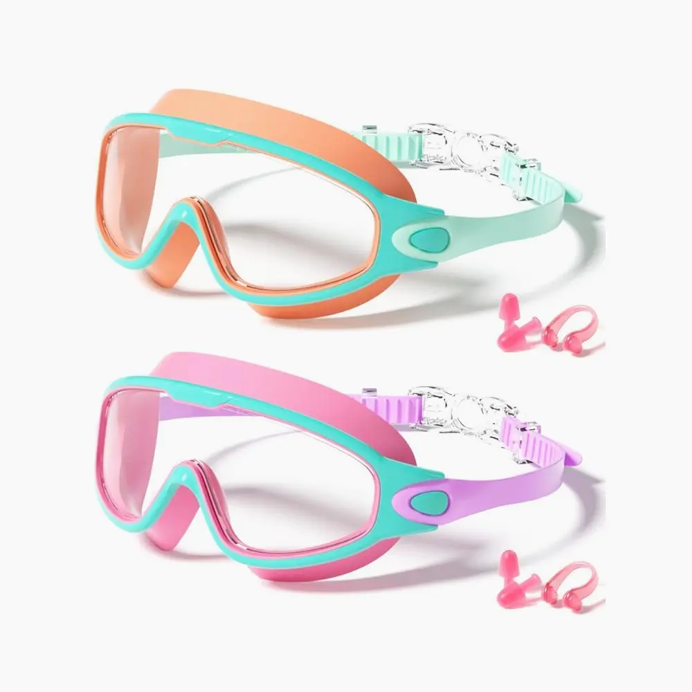 1 Pack Kids Swim Goggles Anti Fog Leak Proof with Earplugs Wide View Silicone Swimming Diving Glasses for Boys Girls SummerKidsGear