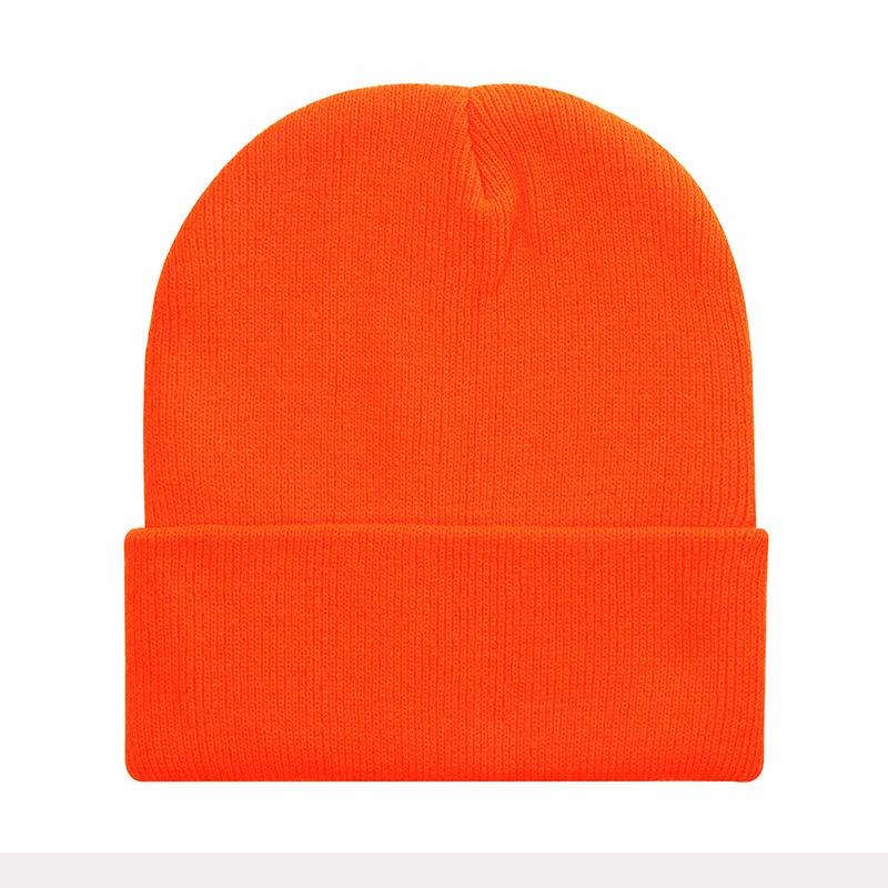 Solid Color Knitted  Plain Cold Hat Rolled Edge Customizable VersatileLOGOMen's and Women's Casual Versatile  Warm Knitted Hat