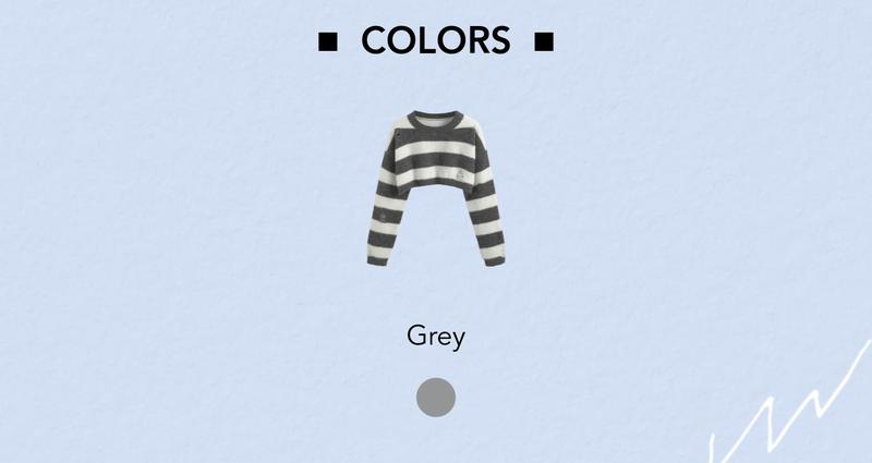 Cider [size 2-10] Round Neck Striped Ripped Knit Long Sleeve Crop Sweater